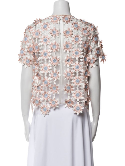 Self-Portrait Lace Pattern Crew Neck Crop Top