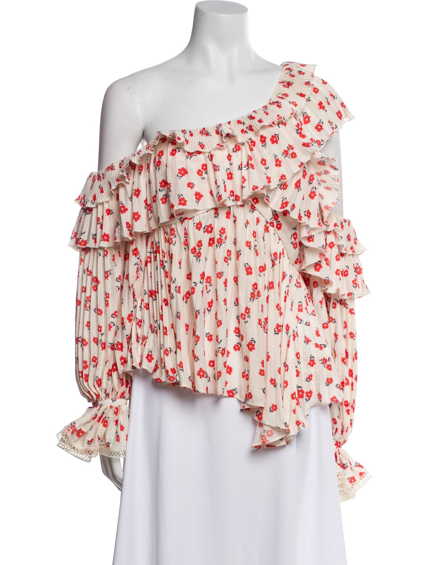 Self-Portrait Floral Print Asymmetrical Blouse