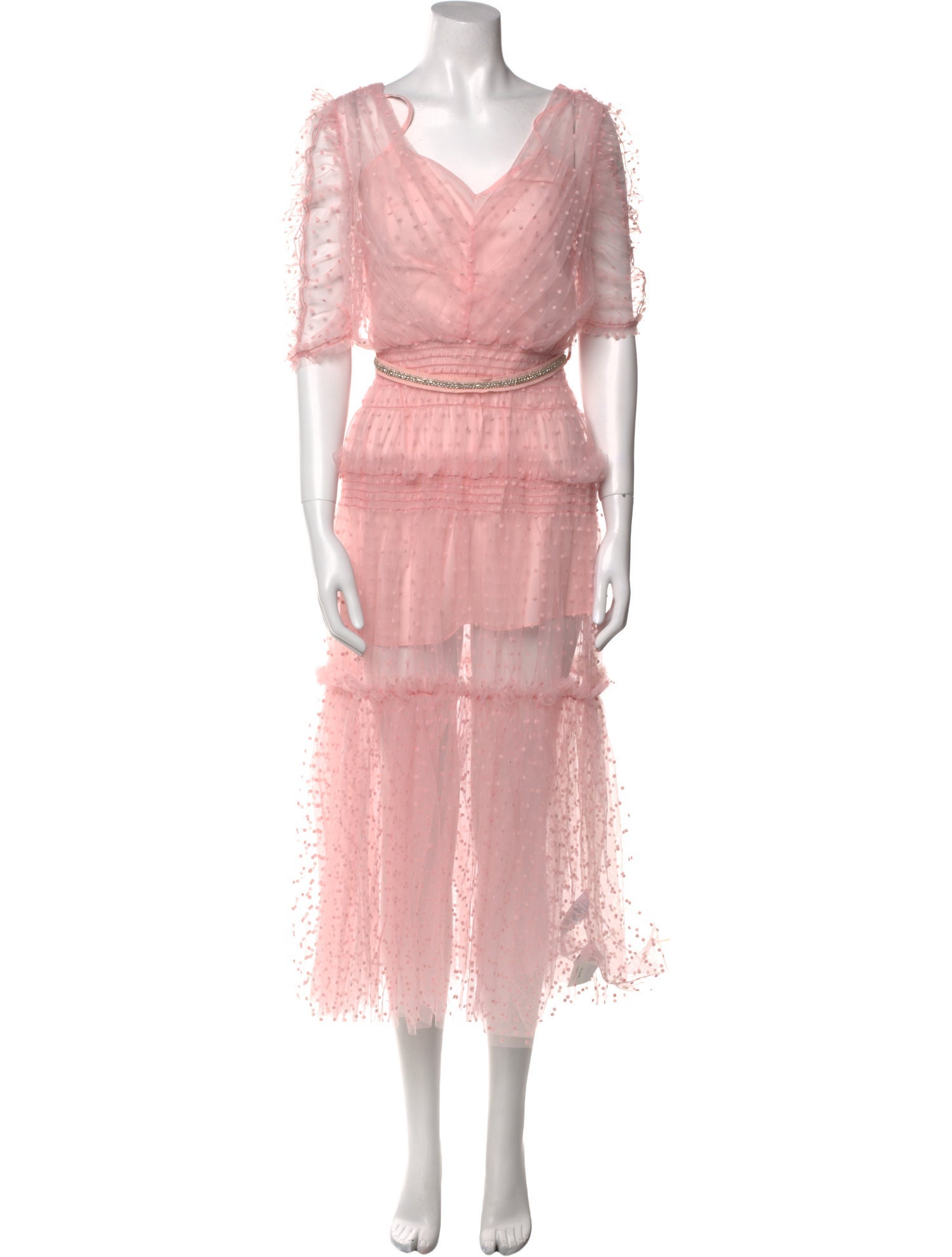 Self-Portrait V-Neck Midi Length Dress