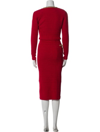 Self-Portrait Glitter Accents Skirt Suit