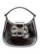 Self-Portrait Patent Leather Silver Curved Bow Micro Shoulder Bag