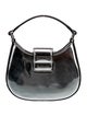 Self-Portrait Patent Leather Silver Curved Bow Micro Shoulder Bag