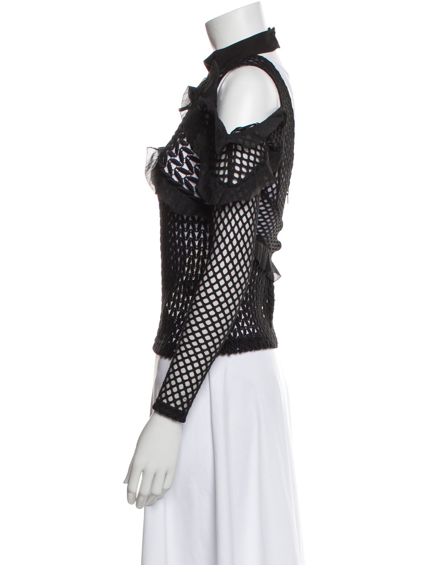 Self-Portrait Mock Neck Three-Quarter Sleeve Blouse