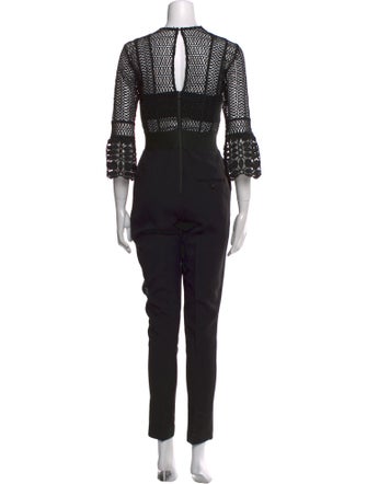 Self-Portrait Lace Pattern Crew Neck Jumpsuit