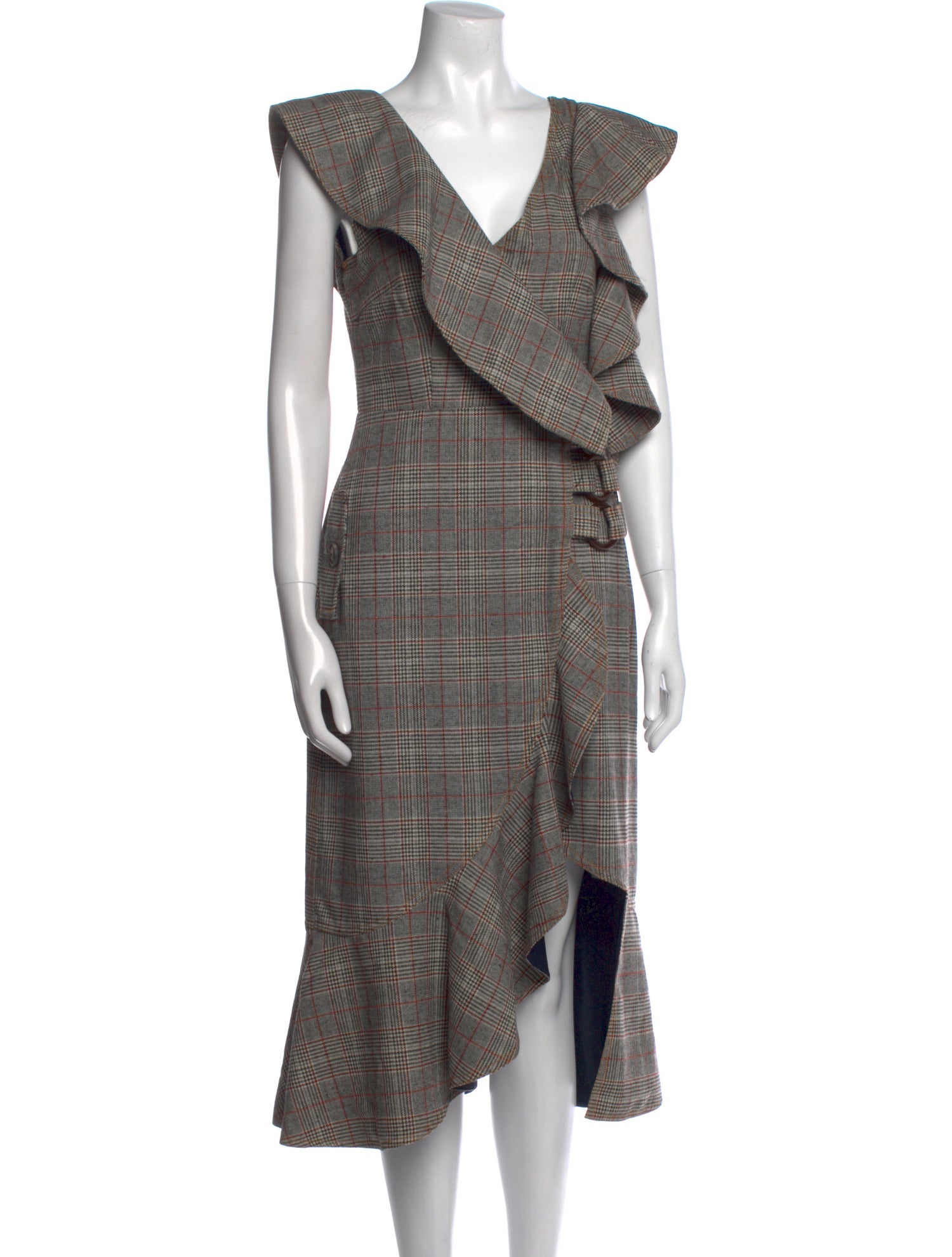 Self-Portrait Plaid Print Midi Length Dress