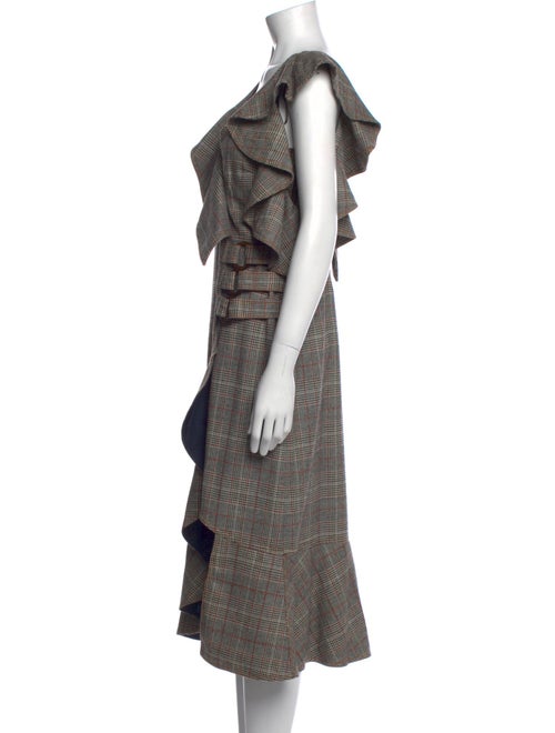 Self-Portrait Plaid Print Midi Length Dress