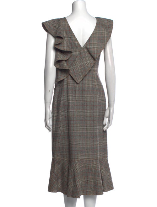 Self-Portrait Plaid Print Midi Length Dress