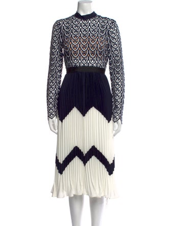 Self-Portrait Striped Midi Length Dress