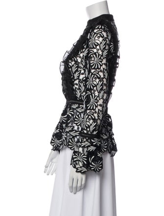 Self-Portrait Printed Mock Neck Blouse