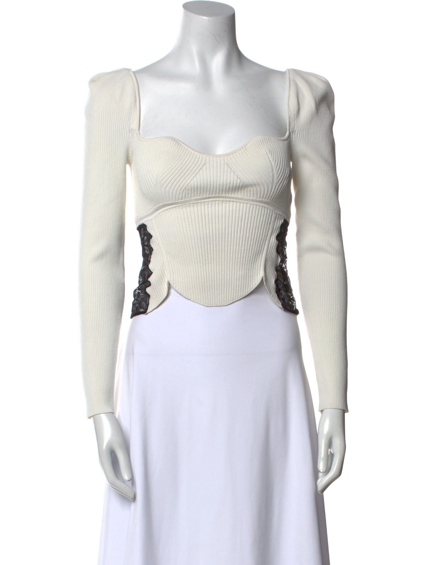 Self-Portrait Square Neckline Sleeveless Crop Top