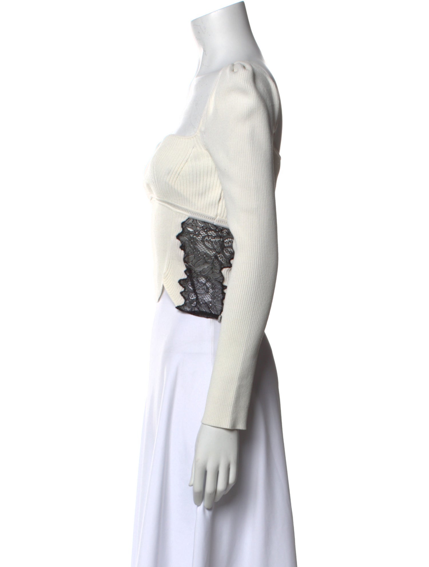 Self-Portrait Square Neckline Sleeveless Crop Top