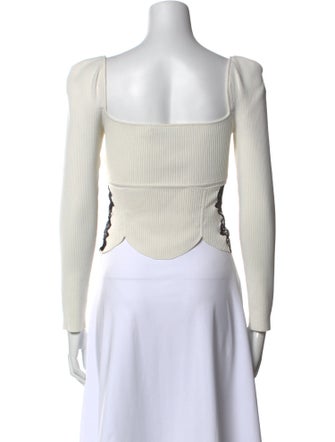 Self-Portrait Square Neckline Sleeveless Crop Top