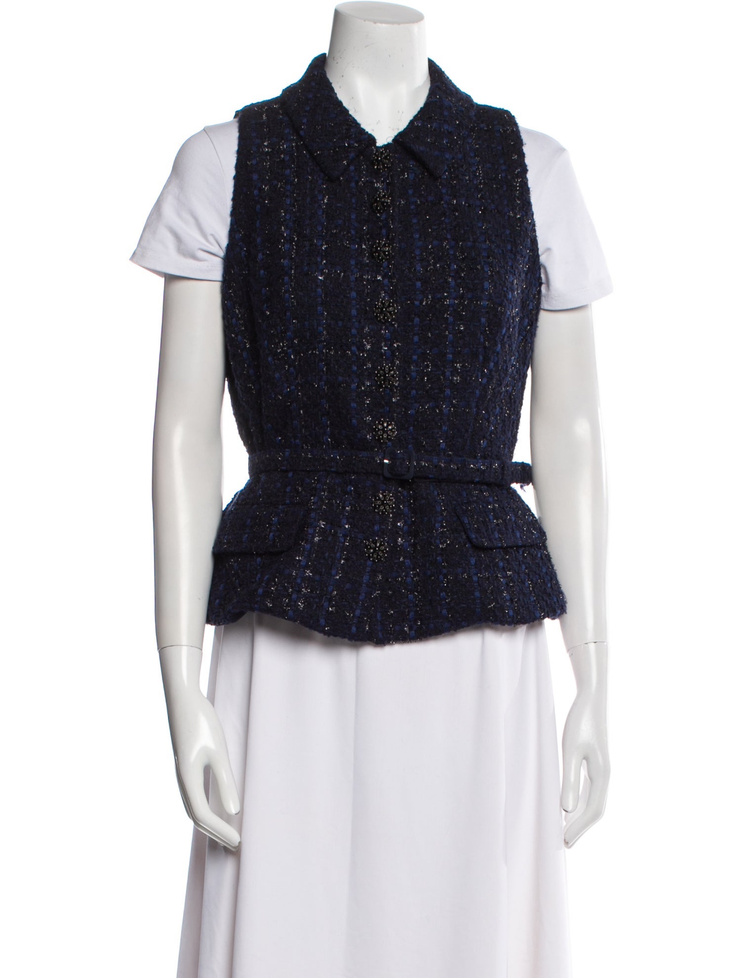 Self-Portrait Tweed Pattern Vest