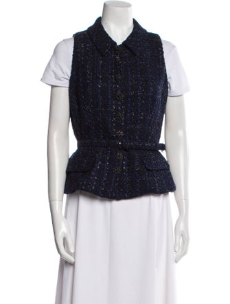 Self-Portrait Tweed Pattern Vest