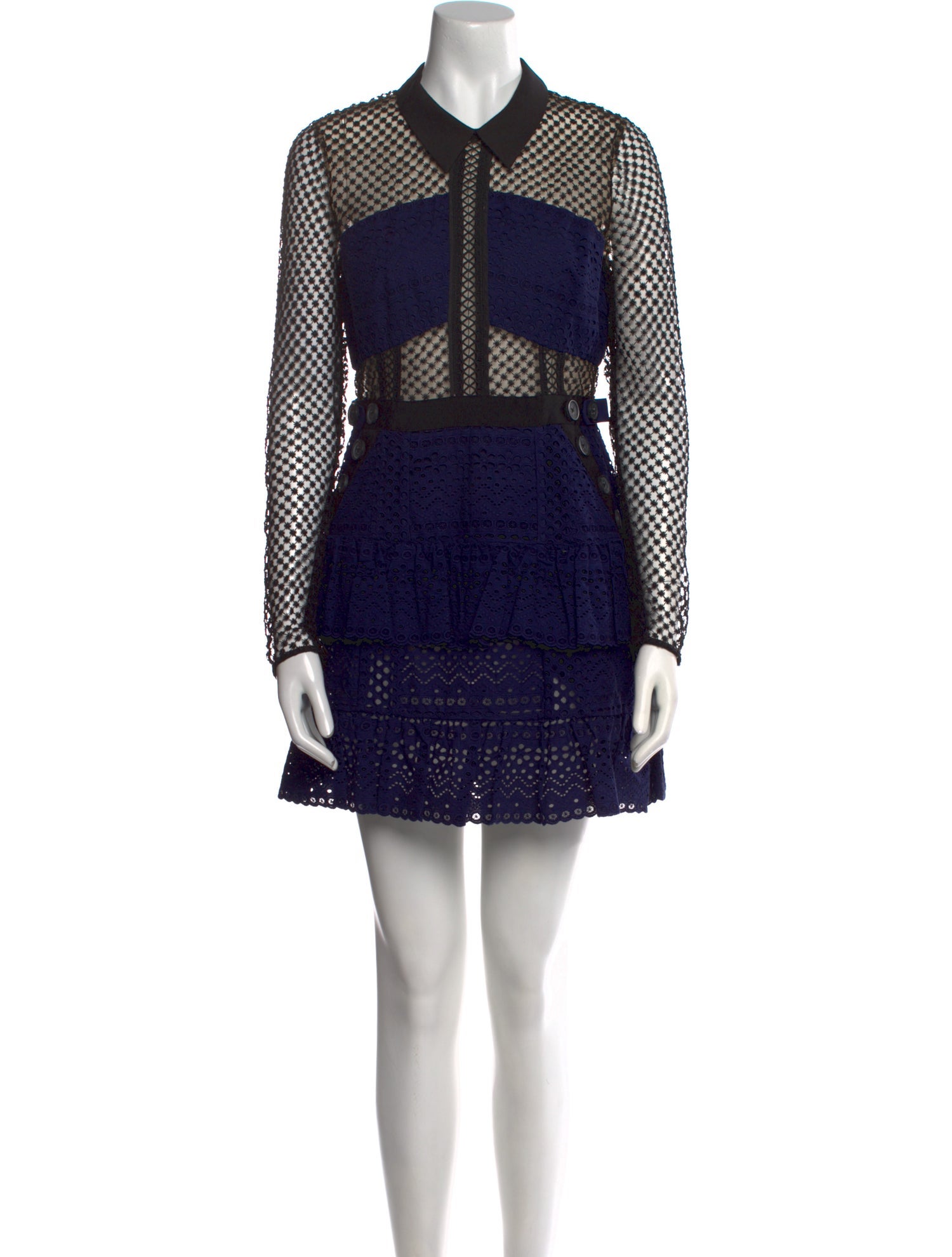 Self-Portrait Lace Pattern Mini Dress