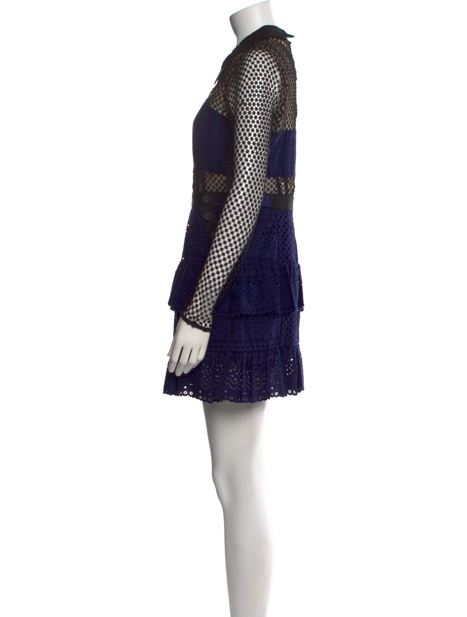 Self-Portrait Lace Pattern Mini Dress