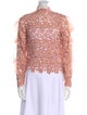 Self-Portrait Lace Pattern Mock Neck Blouse