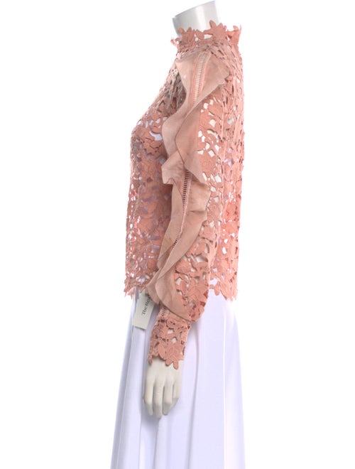 Self-Portrait Lace Pattern Mock Neck Blouse