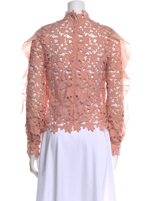 Self-Portrait Lace Pattern Mock Neck Blouse