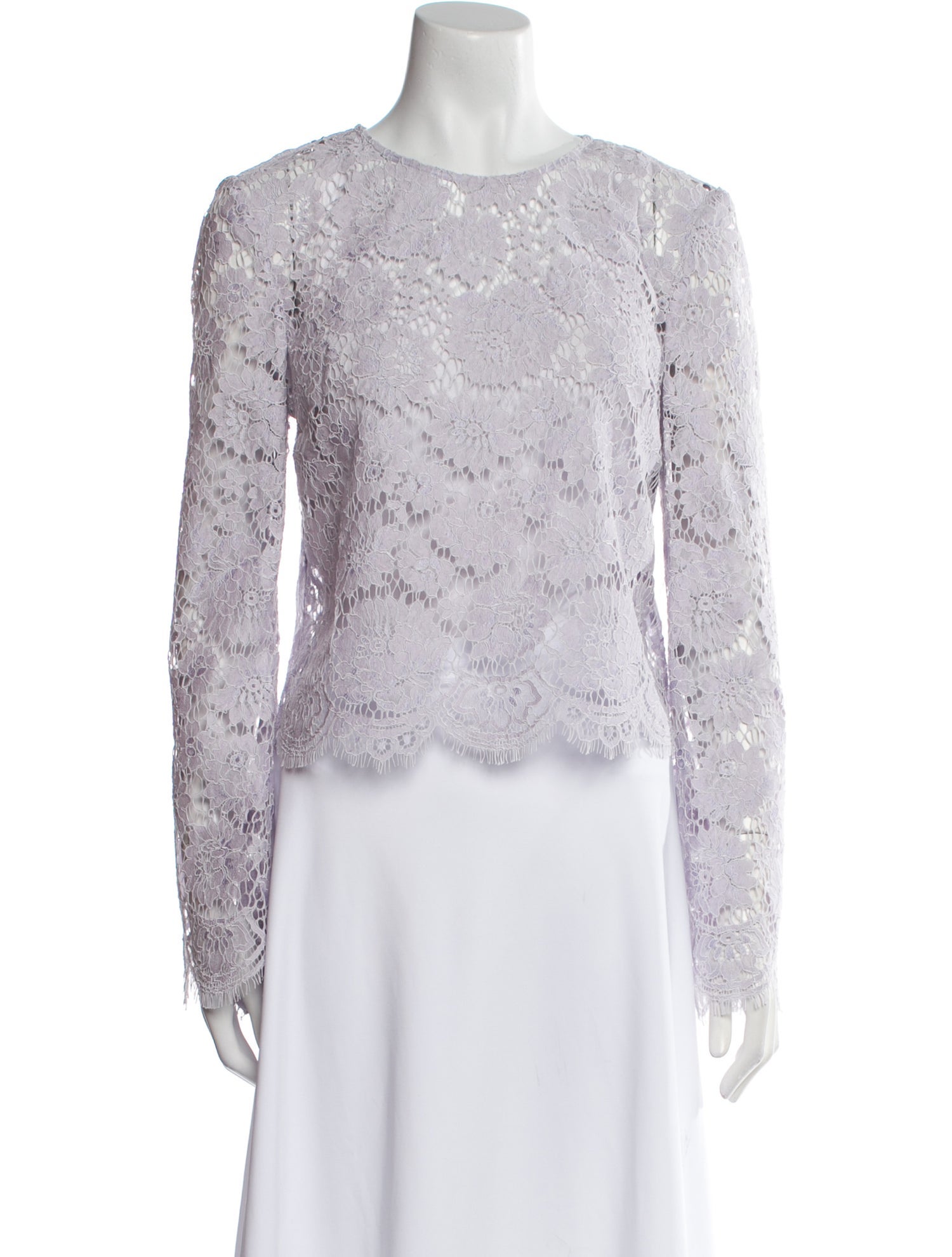 Self-Portrait Lace Pattern Crew Neck Top