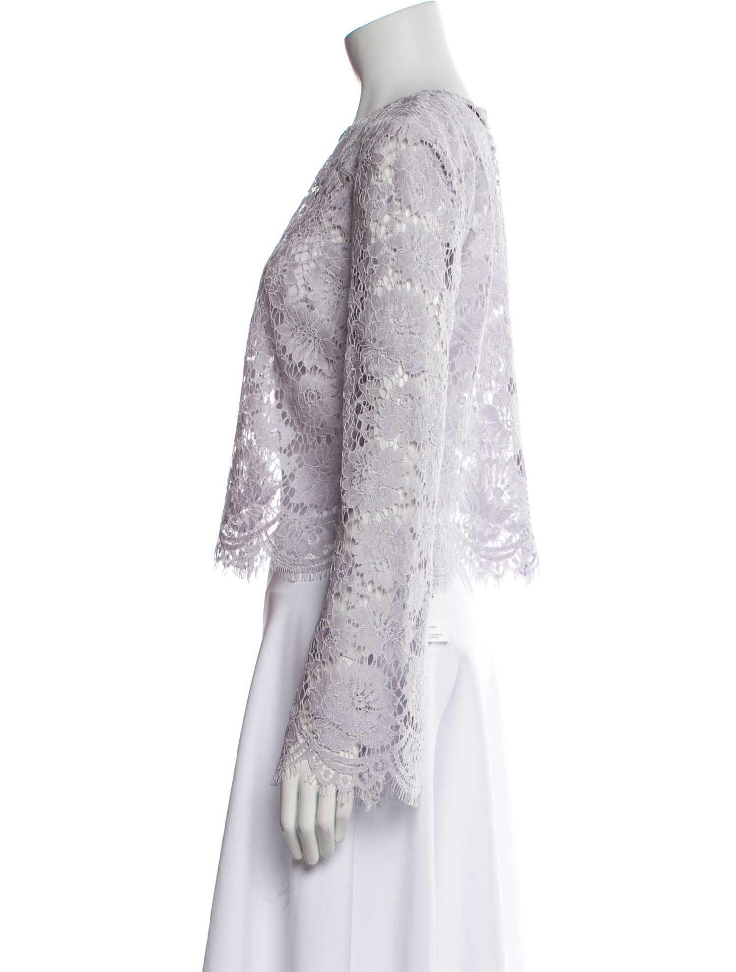 Self-Portrait Lace Pattern Crew Neck Top