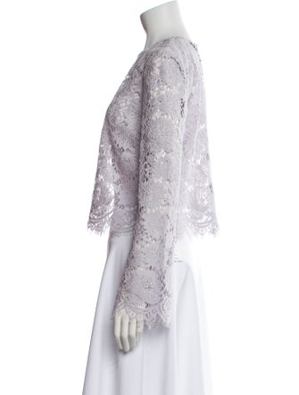 Self-Portrait Lace Pattern Crew Neck Top