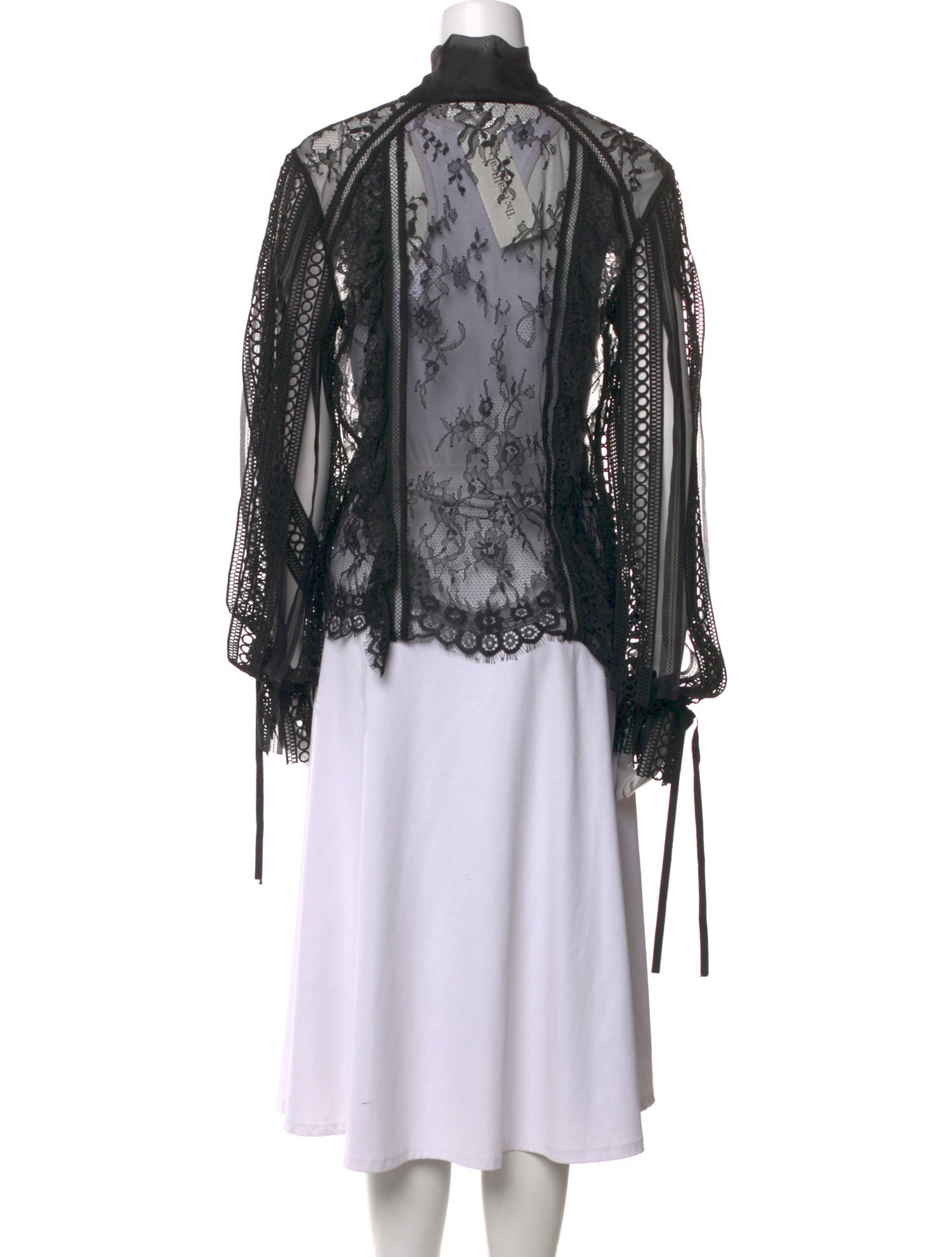 Self-Portrait Lace Tie Neck Blouse