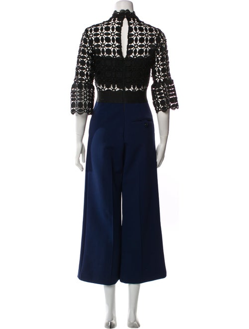 Self-Portrait Lace Pattern Mock Neck Jumpsuit