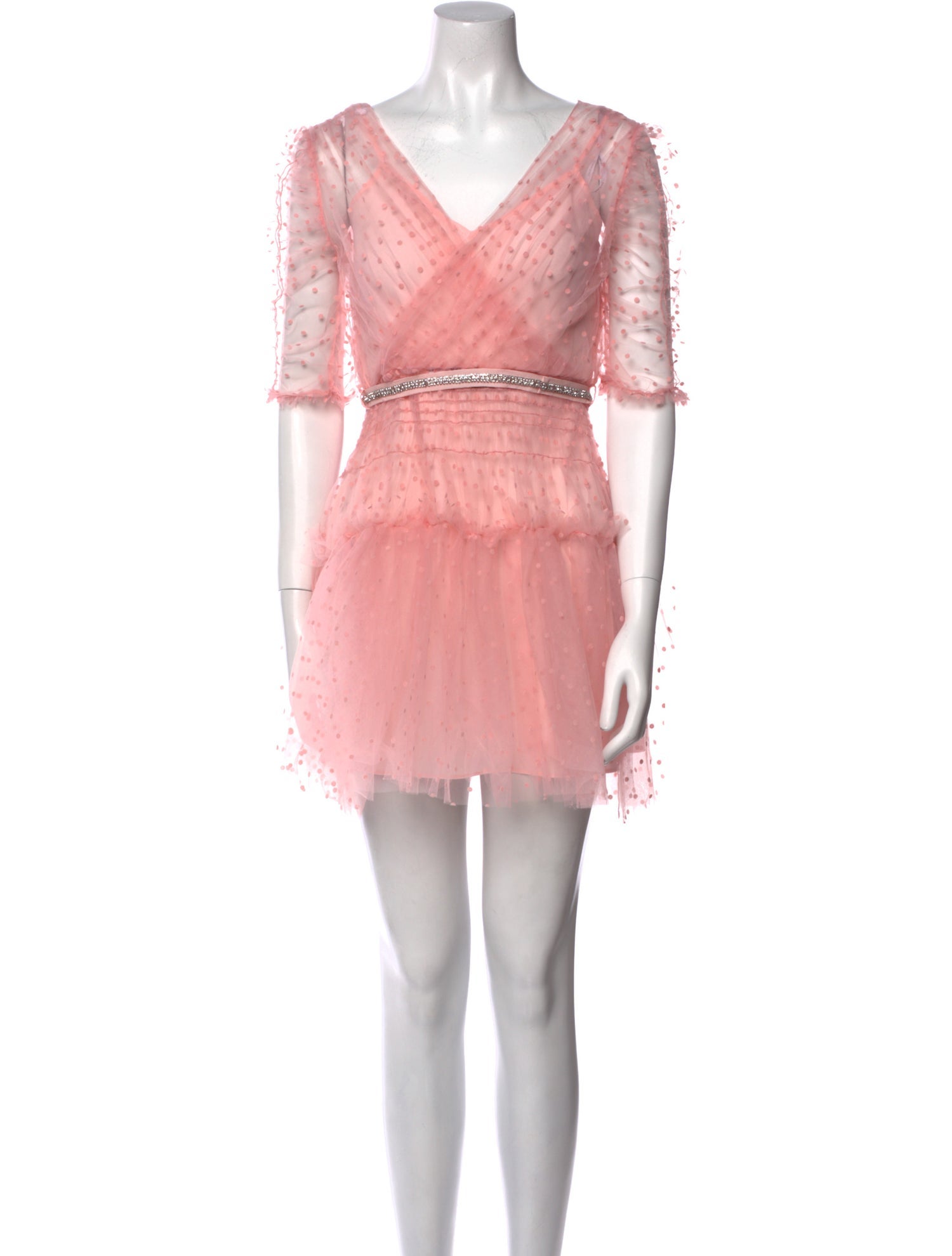 Self-Portrait V-Neck Mini Dress