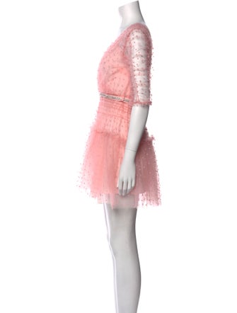 Self-Portrait V-Neck Mini Dress