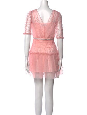 Self-Portrait V-Neck Mini Dress