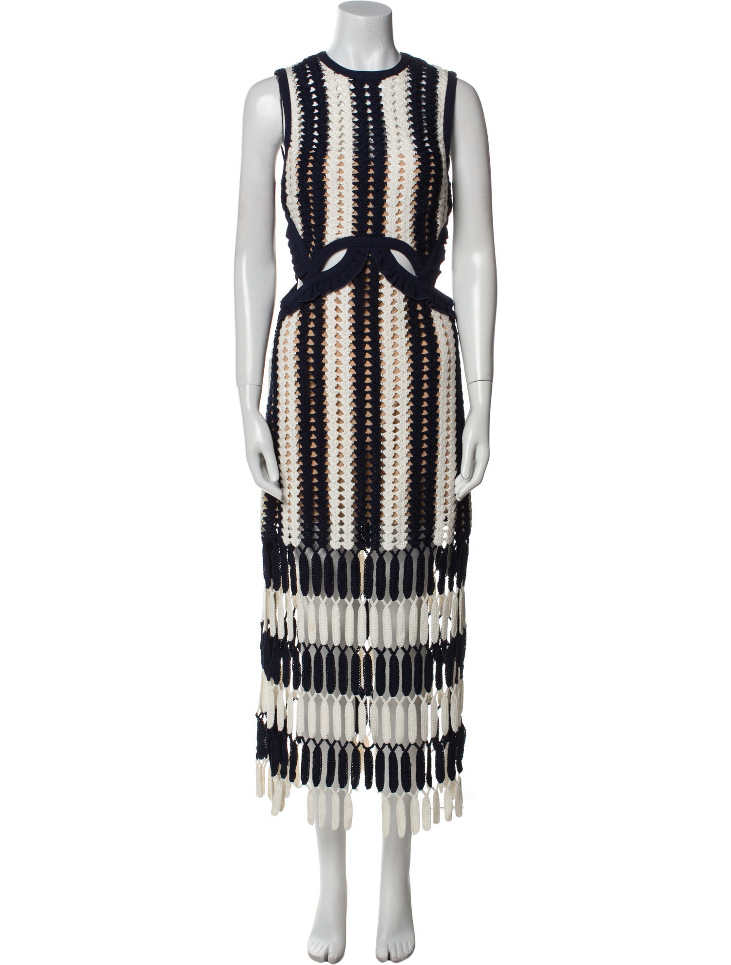 Self-Portrait Striped Midi Length Dress