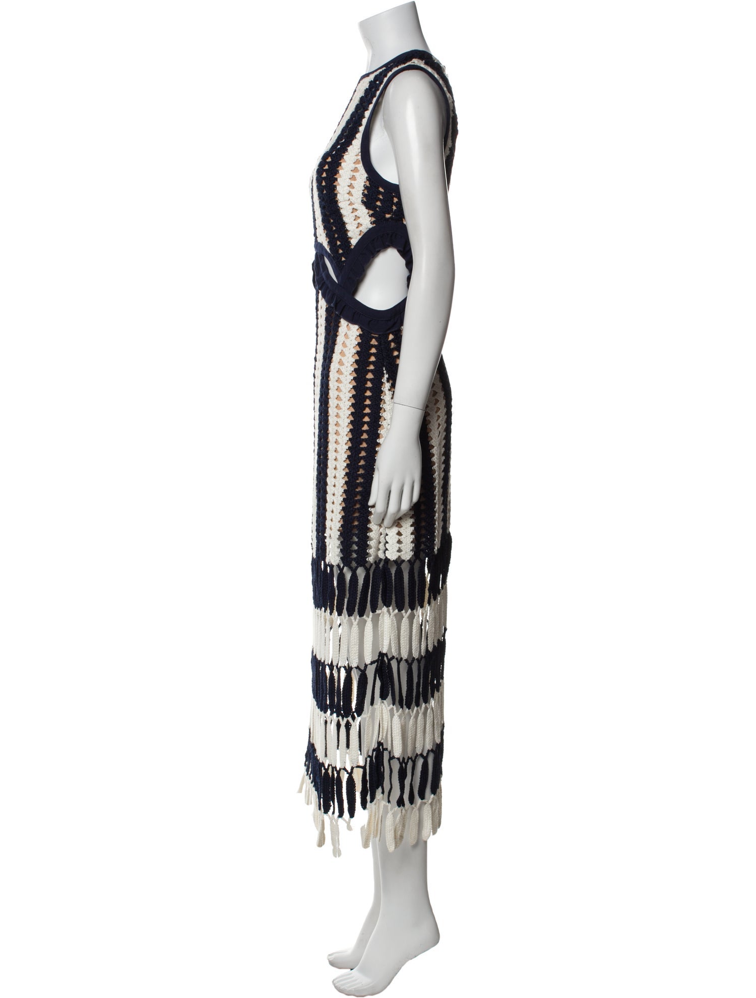 Self-Portrait Striped Midi Length Dress