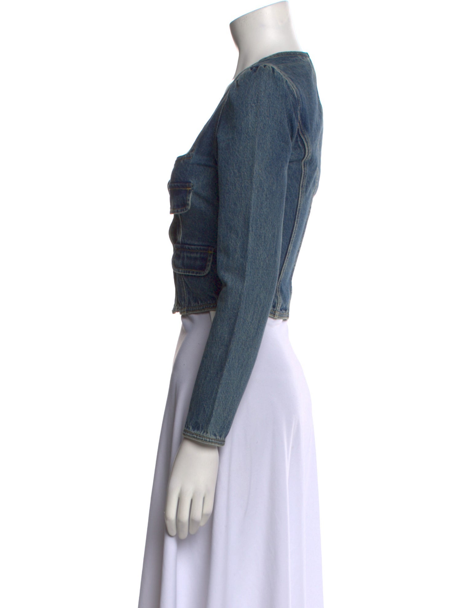 Self-Portrait Square Neckline Three-Quarter Sleeve Crop Top