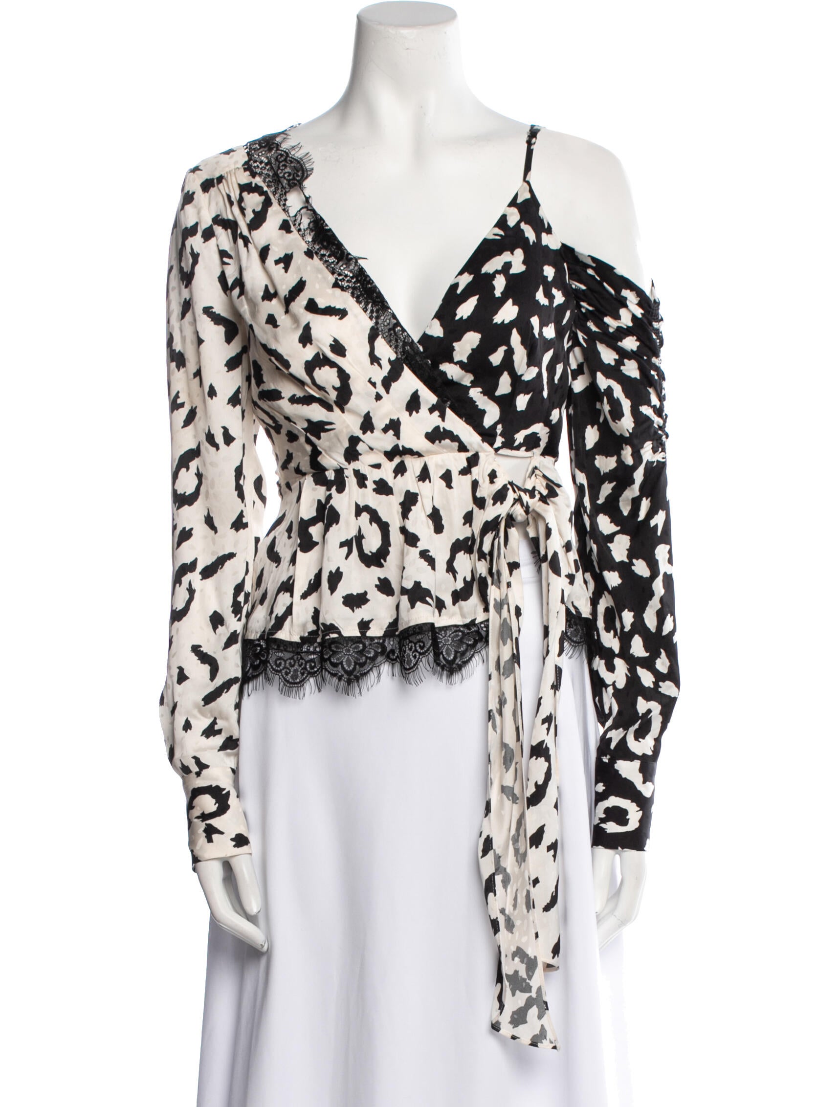 Self-Portrait Satin Printed Crop Top