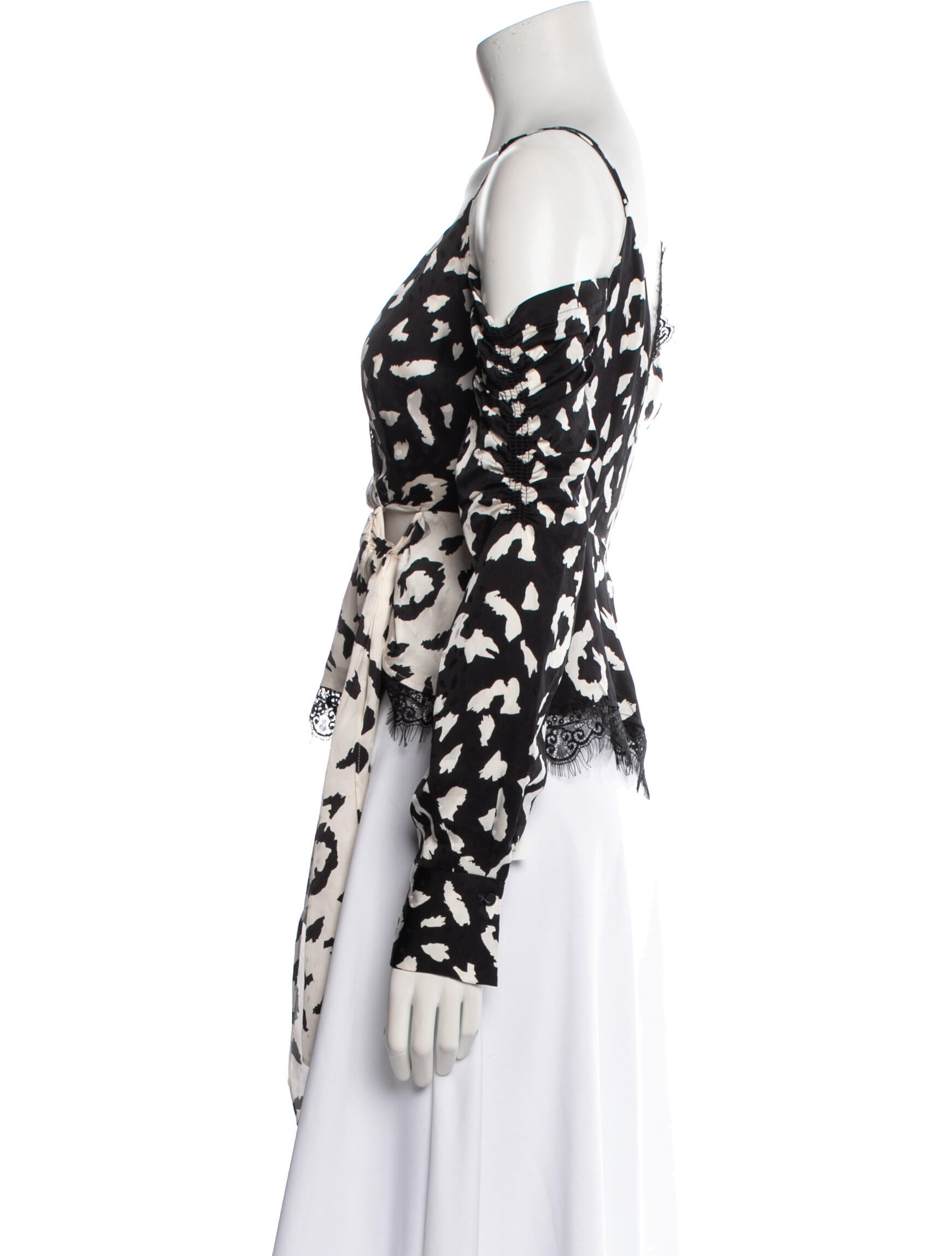 Self-Portrait Satin Printed Crop Top