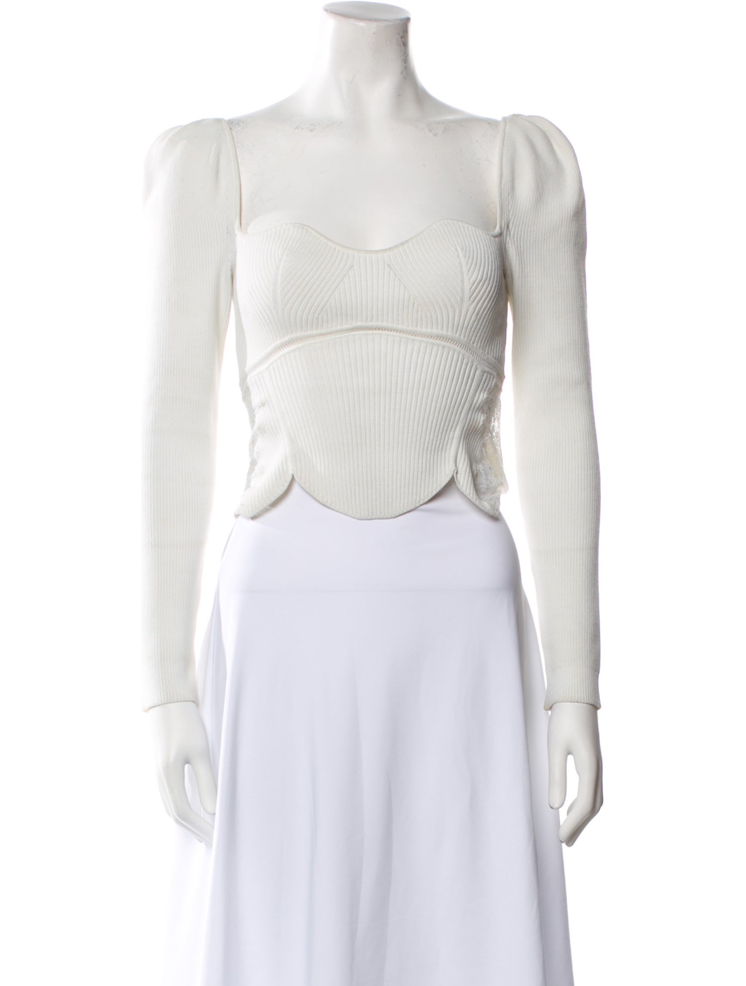 Self-Portrait Square Neckline Sleeveless Crop Top