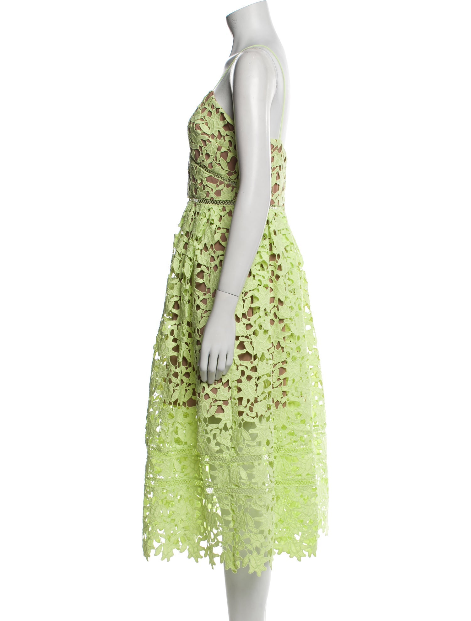 Self-Portrait Lace Pattern Midi Length Dress