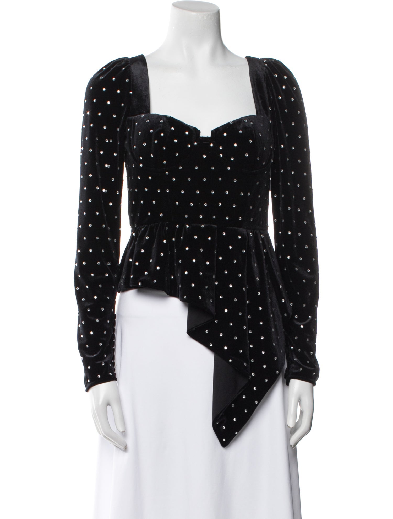 Self-Portrait Polka Dot Print Square Neckline Crop Top