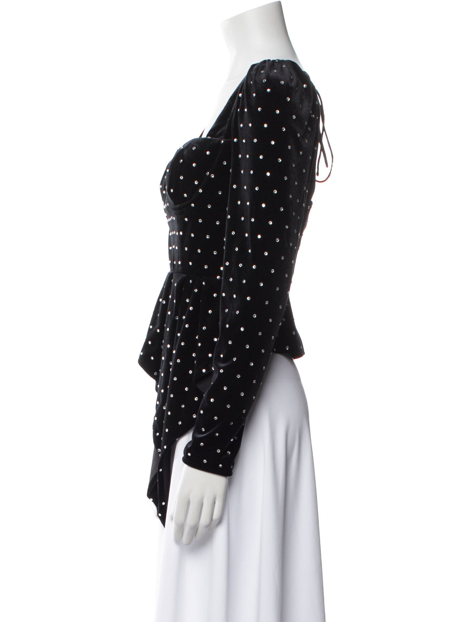 Self-Portrait Polka Dot Print Square Neckline Crop Top