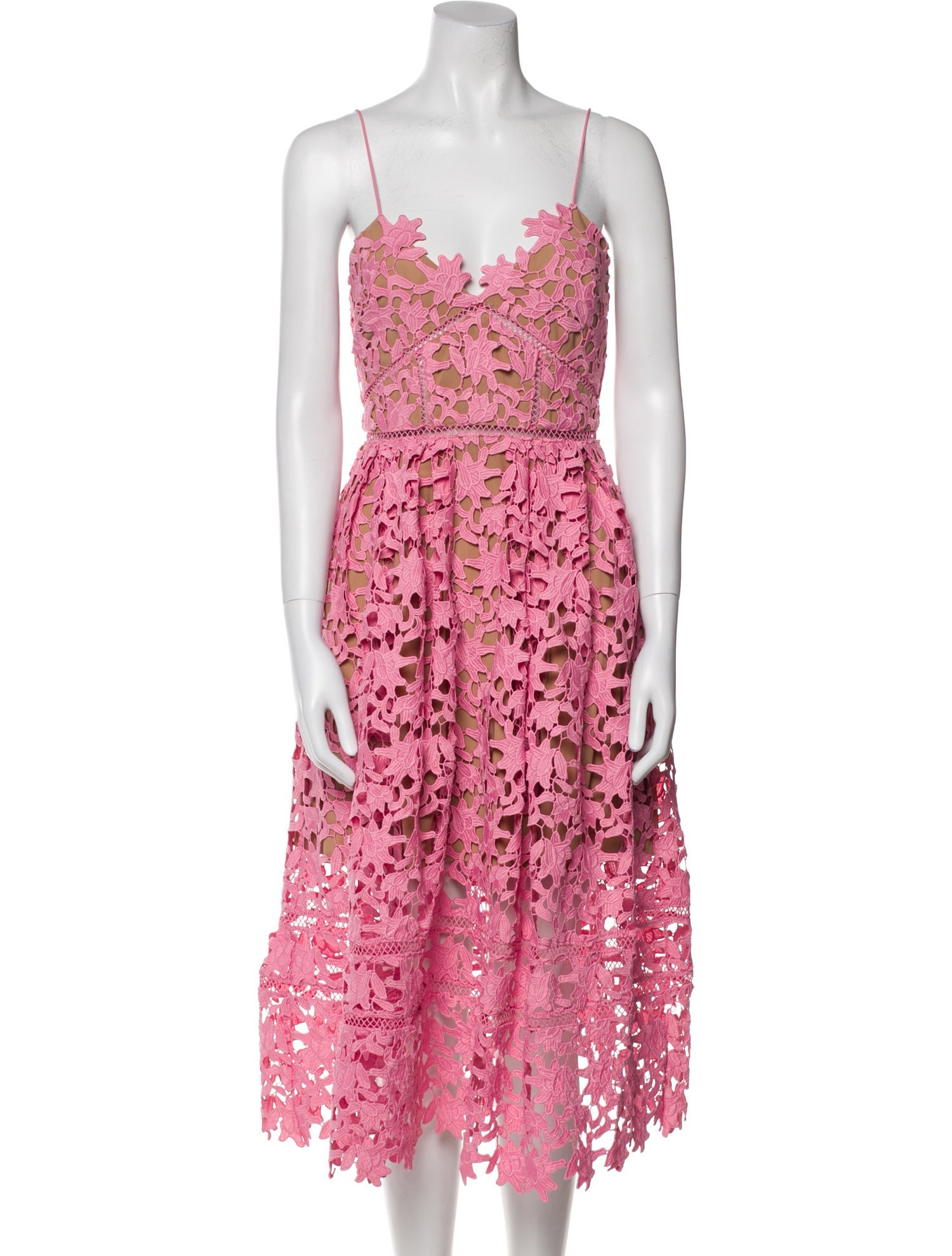 Self-Portrait Lace Pattern Midi Length Dress