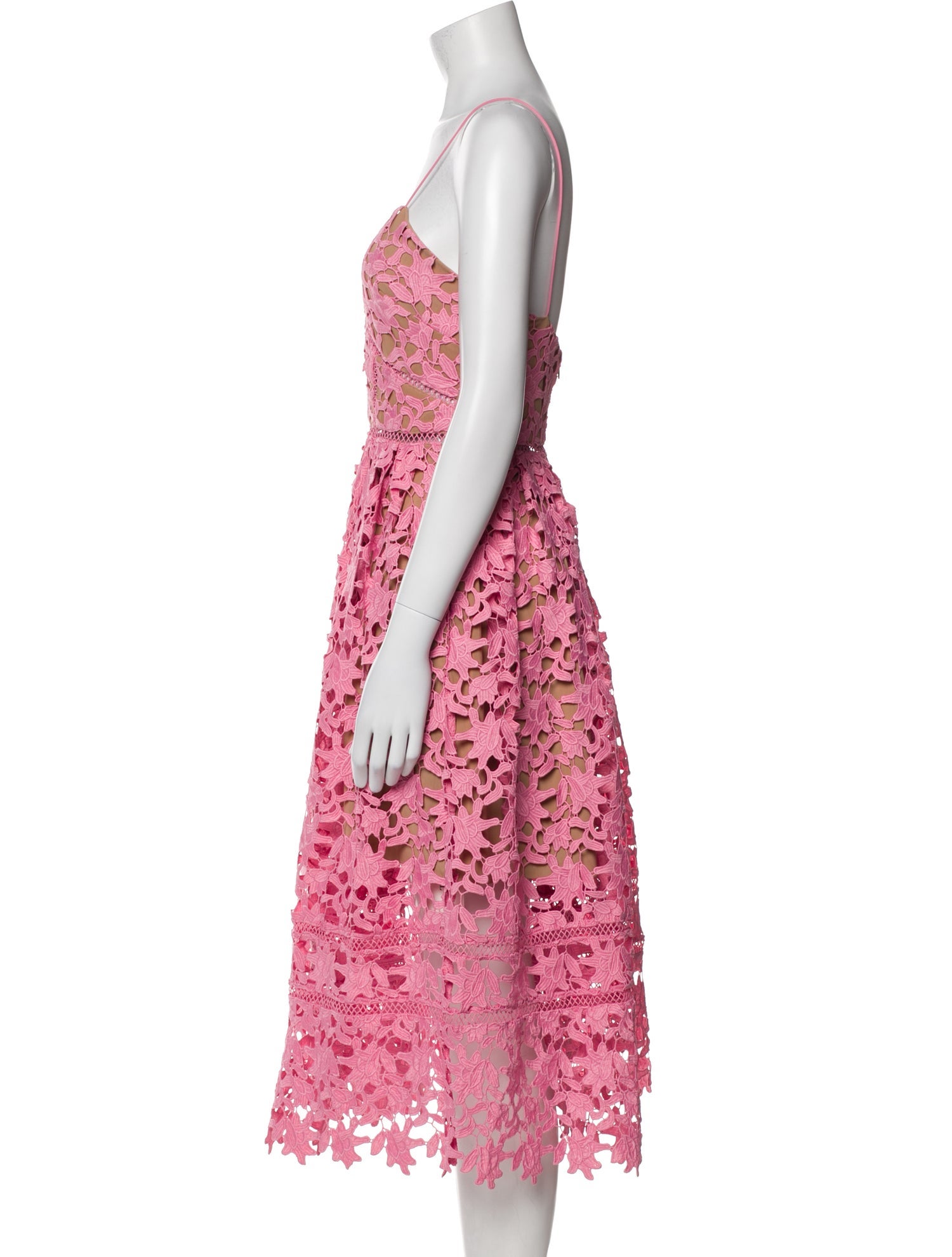 Self-Portrait Lace Pattern Midi Length Dress