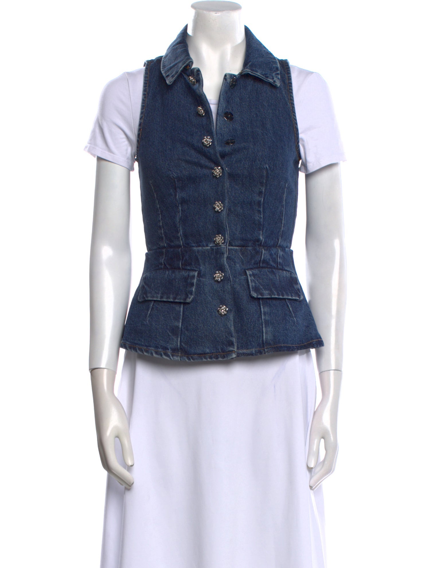 Self-Portrait Short Sleeve Button-Up Top