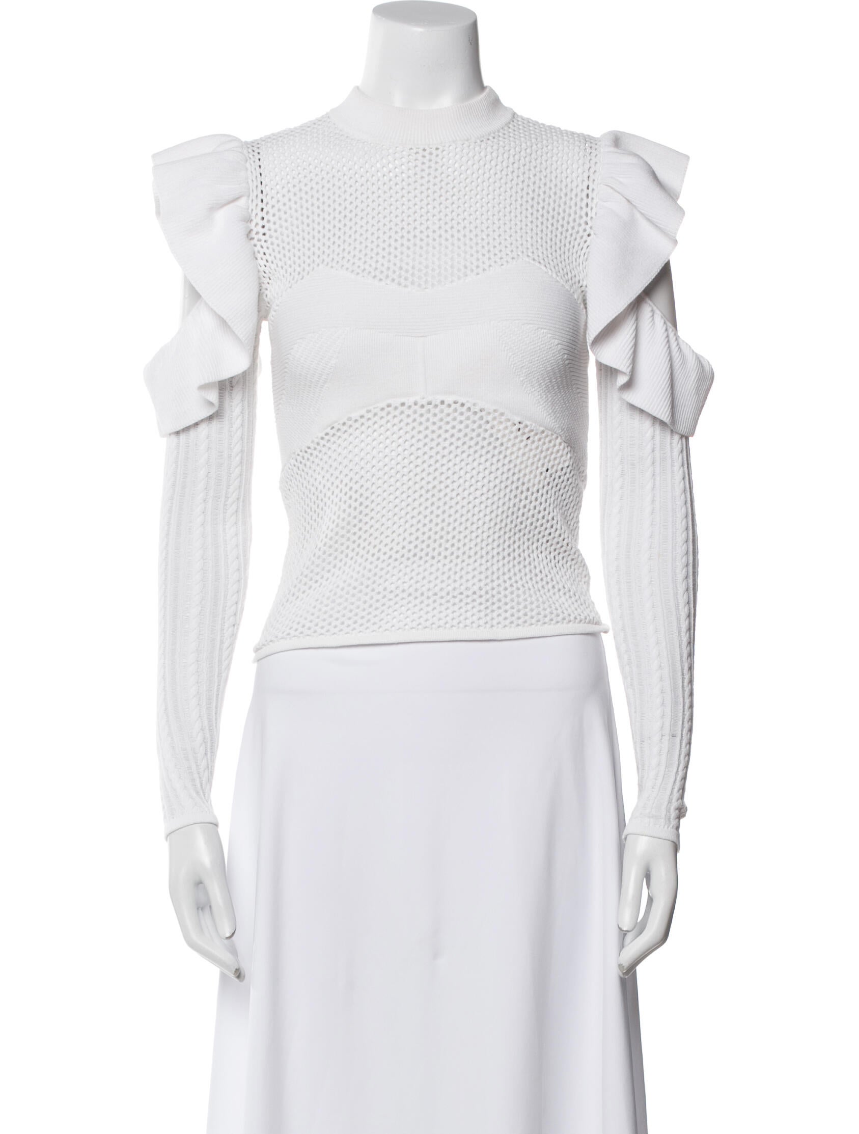 Self-Portrait Mock Neck Short Sleeve Crop Top