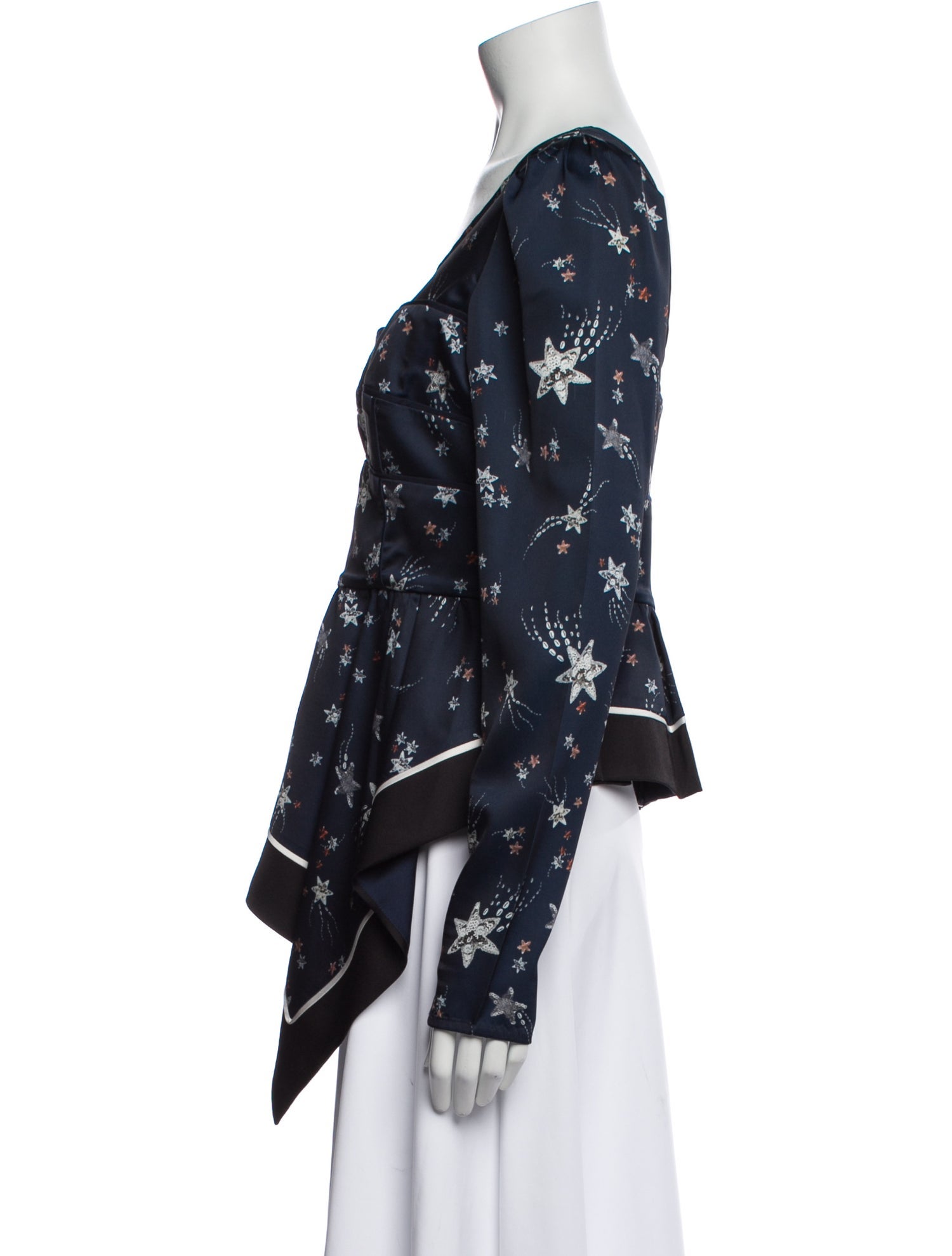 Self-Portrait Floral Print One-Shoulder Blouse