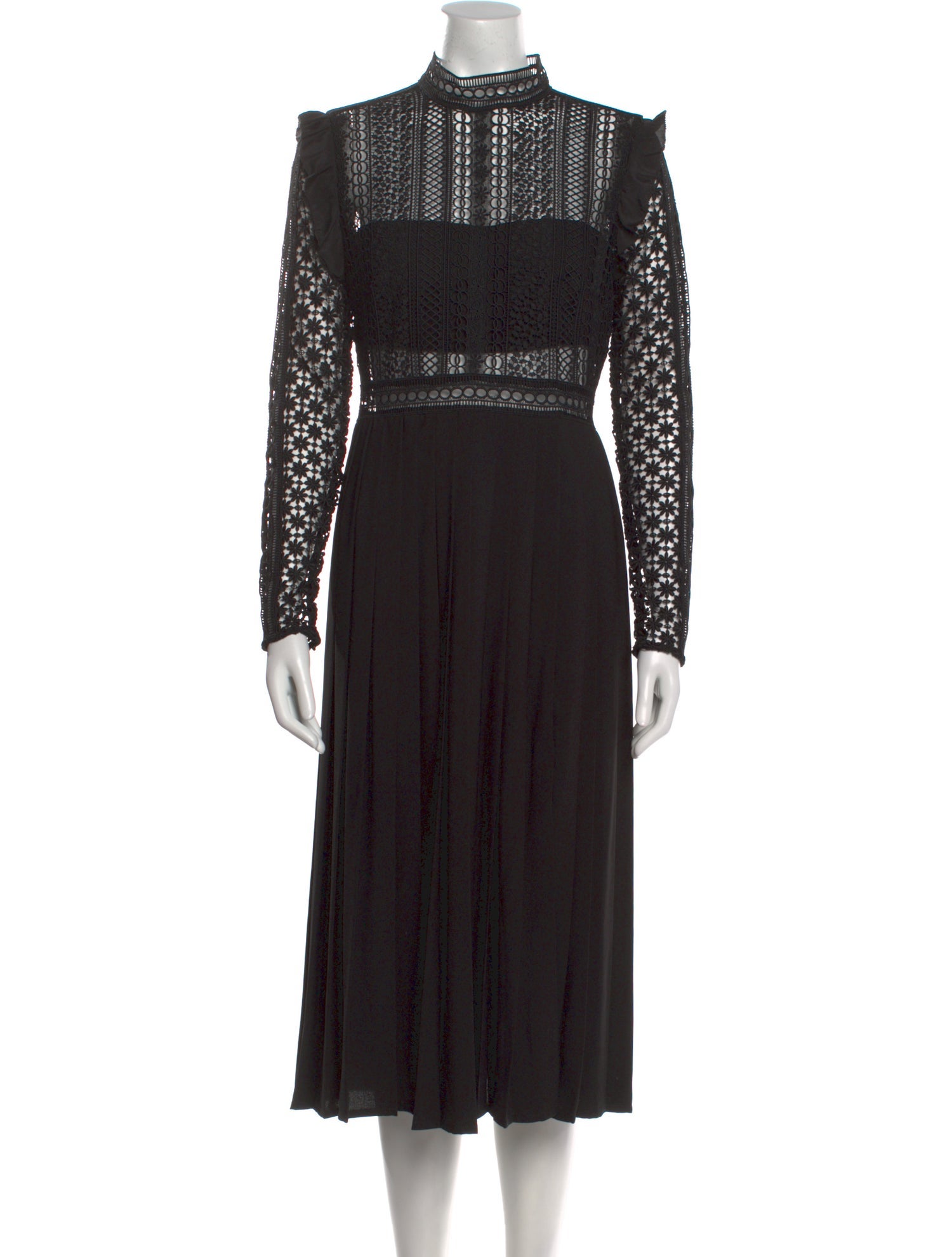 Self-Portrait Mock Neck Midi Length Dress