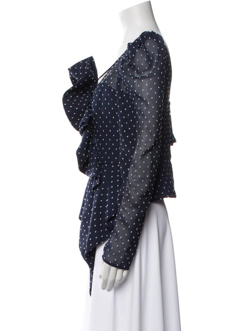 Self-Portrait Polka Dot Print One-Shoulder Blouse