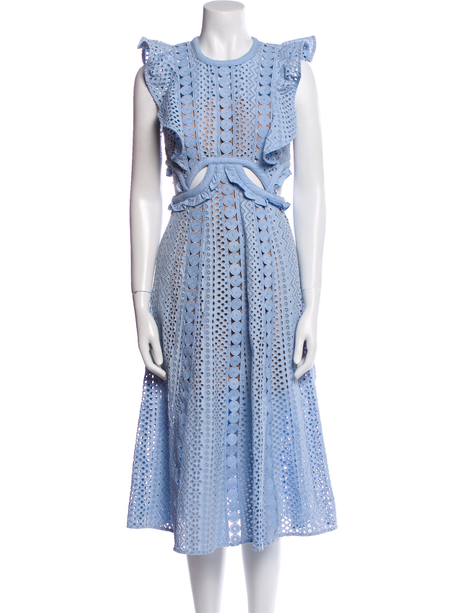 Self-Portrait Crew Neck Midi Length Dress