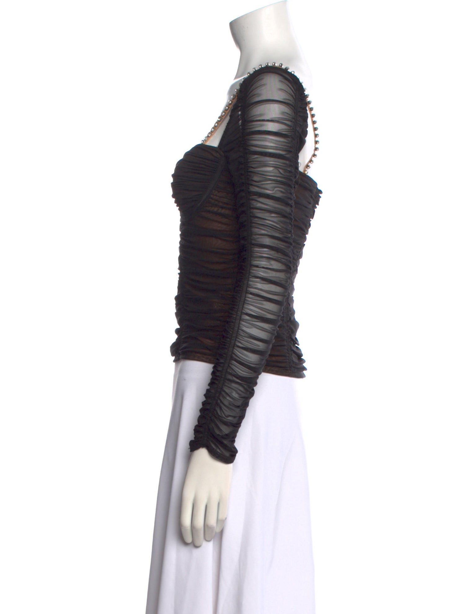 Self-Portrait V-Neck Long Sleeve Crop Top