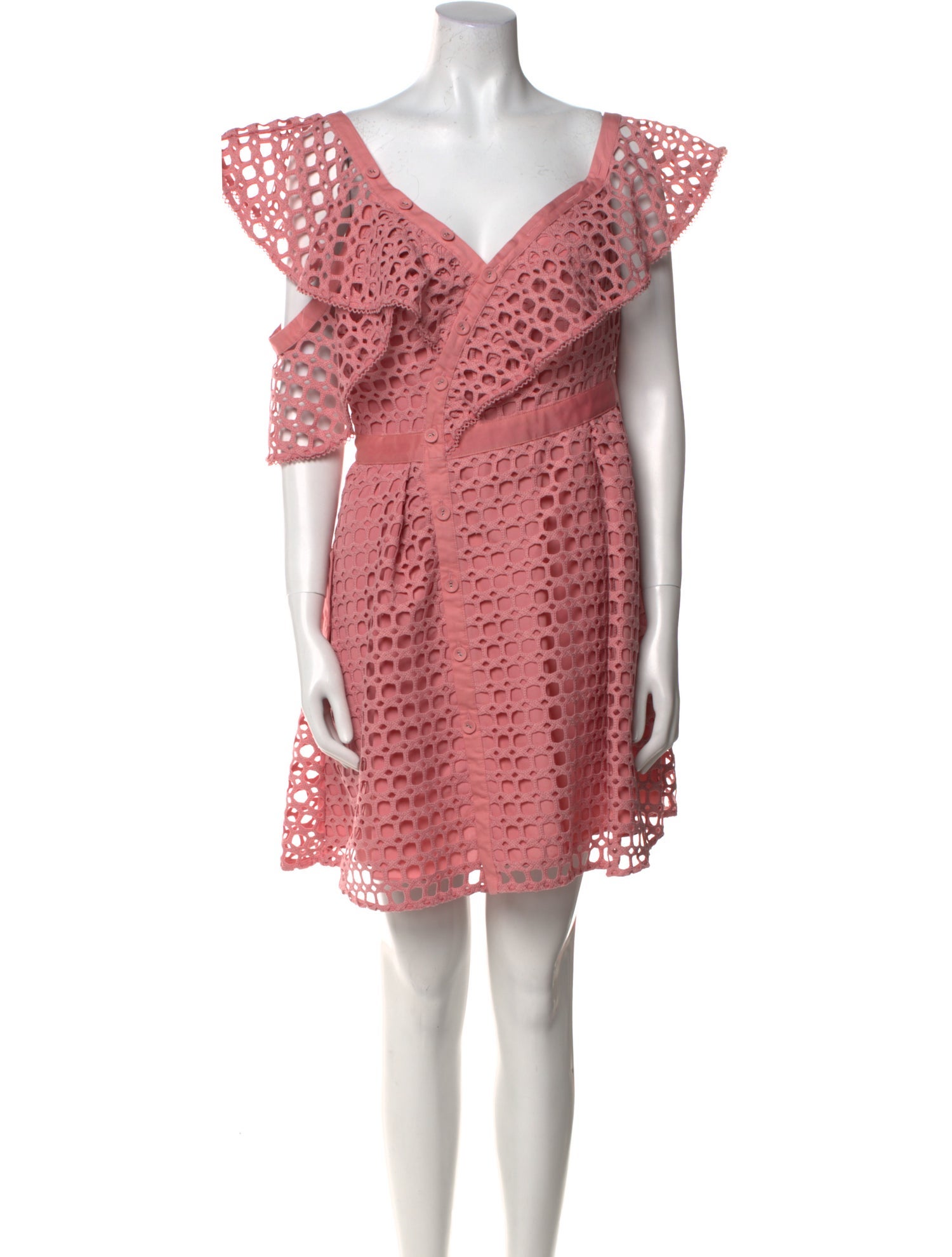 Self-Portrait Lace Pattern Mini Dress